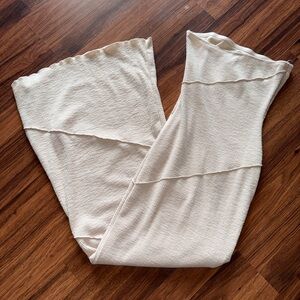 Cream Knit Ribbed Dress